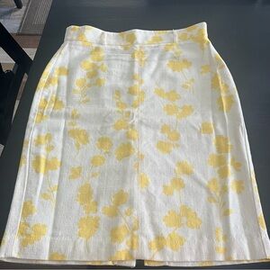 Ann Taylor Yellow Floral Pencil Skirt